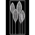 Urban Trends Collection Metal Wall Art of Leaves with Frame in Portrait Orientation Metallic  White 36188